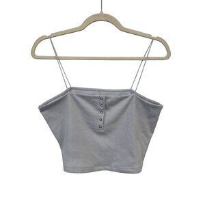 Aeropostale Seriously Soft Bungee Cami XL Ribbed Snap Henley Cropped Light Blue